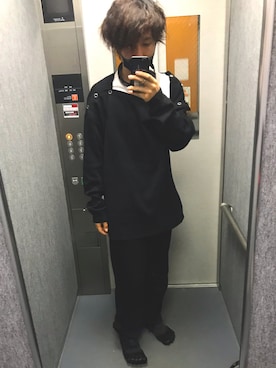 「TAKAHIROMIYASHITATheSoloIst.（タカヒロミヤシタザソロイスト）のアイテム（スウェットパンツ）」を使った、かとそさん（メンズ・183cm）の秋コーディネート