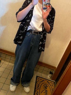 「niko and...（ニコアンド）のアイテム（シャツ/ブラウス、ブラック系）」を使った、tamaさん（158cm）の秋コーディネート