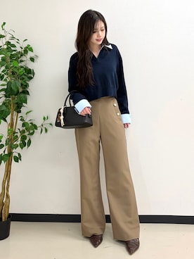 「N.（N. Natural Beauty Basic）（エヌエヌナチュラルビューティーベーシック）のシャツレイヤードニット（ニット/セーター、ブルー系）」を使った、ayachanbb_8さん（レディース・159cm）の秋コーディネート