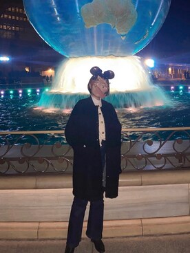 「BEAMS BOY（ビームスボーイ）のアイテム（ノーカラーコート）」を使った、haruponさん（レディース・158cm）の冬コーディネート