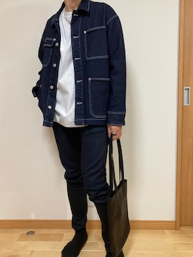「アイテム（カバーオール）」を使った、あめあられさん（メンズ・171cm）の春コーディネート