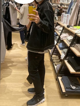 「LAKOLE（ラコレ）のアイテム（デニムジャケット）」を使った、あめあられさん（メンズ・171cm）の秋コーディネート