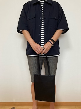 「NO ID.（ノーアイディ）のアイテム（パンツ）」を使った、あめあられさん（メンズ・171cm）の夏コーディネート