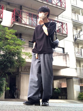 「UNIQLO（ユニクロ）のエアリズムコットンオーバーサイズTシャツ（5分袖）（Tシャツ/カットソー）」を使った、kazu0102yさん（メンズ・175cm）の夏コーディネート