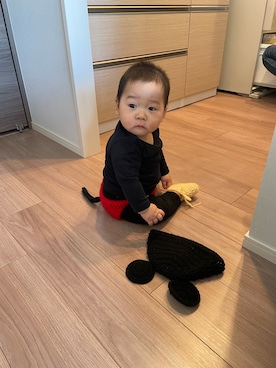 「Disney（ディズニー）のアイテム（パンツ）」を使った、shoyoiさん（キッズ・70cm）の春コーディネート