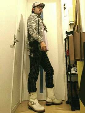 ブーツ ホワイト系 を使ったメンズ人気ファッションコーディネート Wear