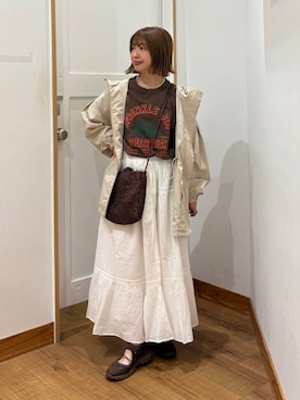 「GLOBAL WORK（グローバルワーク）のエアかる撥水マウンテンパーカー/601298（パーカー、ベージュ系）」を使った、ありちゃんさん（レディース・149cm）の春コーディネート