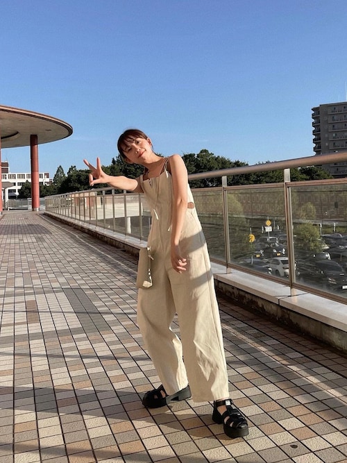セール】ウエストスリットサロペットパンツ（サロペット