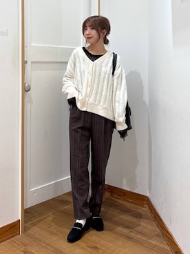 「GLOBAL WORK（グローバルワーク）のあったかウツクシルエットテーパードパンツ/575203（その他パンツ）」を使った、ありちゃんさん（レディース・149cm）の秋コーディネート