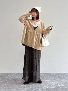 「キャミワンピース」｜「アイテム（帽子）」を使った、ありちゃんさん（レディース・149cm）の秋コーディネート