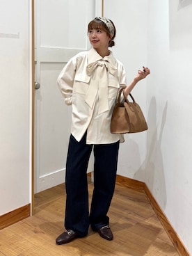 「GLOBAL WORK（グローバルワーク）のGOODデニムバギーパンツ/498388（デニムパンツ）」を使った、ありちゃんさん（レディース・149cm・20代）の秋コーディネート