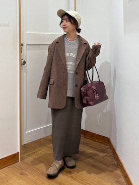 「アイテム（ボストンバッグ、レッド系）」を使った、ありちゃんさん（レディース・149cm）の秋コーディネート