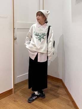 「GLOBAL WORK（グローバルワーク）の吉高由里子さん着用/365日マイスタイルシャツ/571317（シャツ/ブラウス、ピンク系）」を使った、ありちゃんさん（レディース・149cm）の春コーディネート