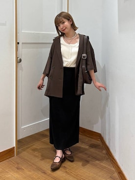 「GLOBAL WORK（グローバルワーク）のFffit エフィット/カップ付きリブキャミストレート/625140（キャミソール、ホワイト系）」を使った、ありちゃんさん（レディース・149cm）の春コーディネート