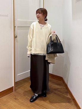 「GLOBAL WORK（グローバルワーク）のサイズ拡大/らくっション撥水2WAYローファー/131468（ローファー、ブラック系）」を使った、ありちゃんさん（レディース・149cm）の春コーディネート