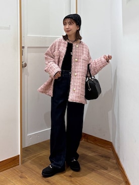 「GLOBAL WORK（グローバルワーク）のGOODデニムバギーパンツ/498388（デニムパンツ）」を使った、ありちゃんさん（レディース・149cm・20代）の秋コーディネート