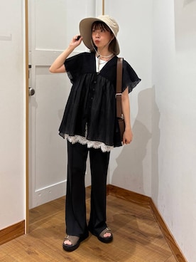 「GLOBAL WORK（グローバルワーク）のアイテム（帽子）」を使った、ありちゃんさん（レディース・149cm）の夏コーディネート