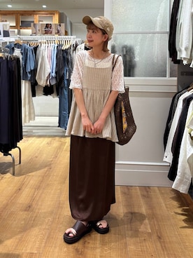 「GLOBAL WORK（グローバルワーク）のNEW ERA/920FE/26/616745（キャップ、ベージュ系）」を使った、ありちゃんさん（レディース・149cm）の春コーディネート