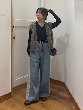 「GLOBAL WORK（グローバルワーク）のアイテム（ベスト）」を使った、ありちゃんさん（レディース・149cm）の秋コーディネート