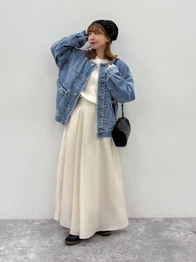 「アイテム（デニムジャケット）」を使った、ありちゃんさん（レディース・149cm・30代）の冬コーディネート