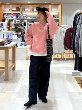 「GLOBAL WORK（グローバルワーク）のGOODデニムバギーパンツ/498388（デニムパンツ）」を使った、ありちゃんさん（レディース・149cm）の秋コーディネート