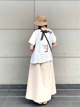 「メロートップス」｜「アイテム（ワンピース/ドレス）」を使った、Ayaさん（レディース・153cm）の春コーディネート