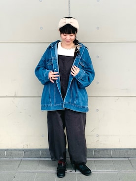 「Gジャン」｜「アイテム（オールインワン・サロペット）」を使った、Ayaさん（レディース・153cm）の秋コーディネート