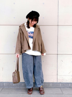「横浜」｜「アイテム（その他アウター）」を使った、Ayaさん（レディース・153cm）の秋コーディネート