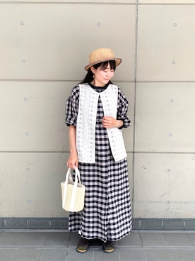 「ダブルボタン」｜「アイテム（ワンピース/ドレス）」を使った、Ayaさん（レディース・153cm）の春コーディネート