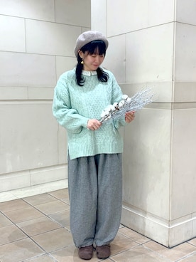 「インスタフォローしてね！」｜「アイテム（ハンチング/ベレー帽）」を使った、Ayaさん（レディース・153cm）の冬コーディネート