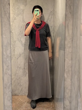 「アイテム（スカート、シルバー系）」を使った、azusawear1111さん（レディース・164cm）の秋コーディネート