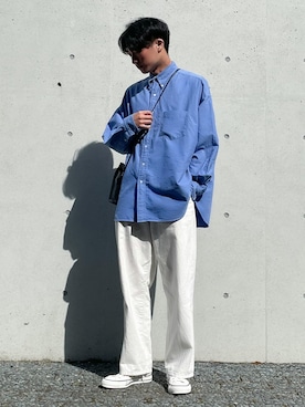 「アイテム（デニムパンツ、ホワイト系）」を使った、makoto”さん（メンズ・179cm）の秋コーディネート