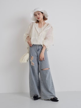 「ジュメロ」｜「アイテム（ジャケット/アウター）」を使った、jumelleさん（レディース・151cm）の夏コーディネート
