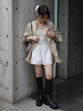 「アイテム（シュシュ）」を使った、jumelleさん（レディース・151cm）の秋コーディネート