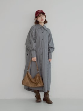 「アイテム（シャツワンピース）」を使った、jumelleさん（レディース・149cm）の秋コーディネート