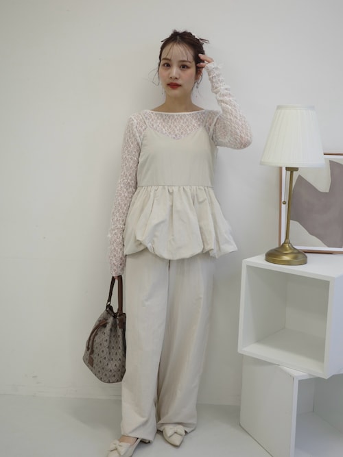 前後2way/サムホール付き】flower lace sew（Tシャツ/カットソー