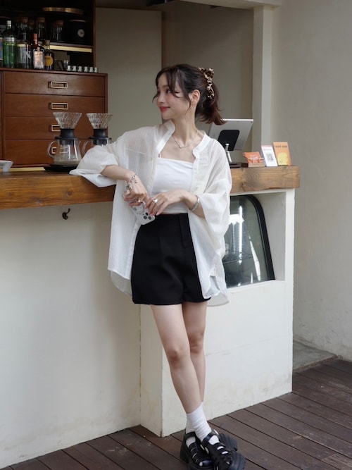 ストライプシアーシャツ