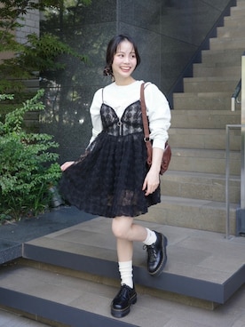 「アイテム（シュシュ、ブラウン系）」を使った、jumelleさん（レディース・151cm）の秋コーディネート