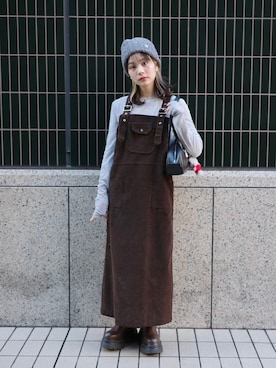 「秋冬コーデ」｜「アイテム（オールインワン・サロペット）」を使った、jumelleさん（レディース・152cm）の冬コーディネート