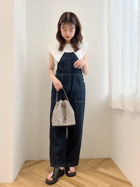 「デニムっていいよね」｜「アイテム（オールインワン・サロペット）」を使った、jumelleさん（レディース・164cm）の夏コーディネート