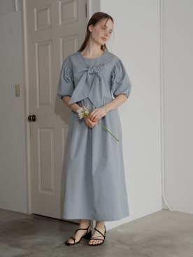 「JUMELLE（ジュメロ）のRibbon shirt onepiece（ワンピース、ブルー系）」を使った、jumelleさん（レディース・149cm）の夏コーディネート