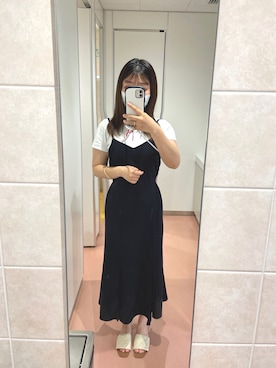 「しまむら（シマムラ）のアイテム（チュニック）」を使った、まなみさん（レディース・154cm）の夏コーディネート