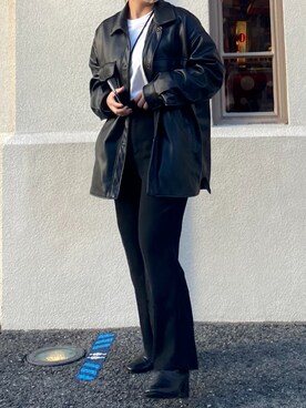 「w closet（ダブルクローゼット）のスクエアトゥブーツ（ブーツ）」を使った、217thx1さん（レディース・163cm）の秋コーディネート