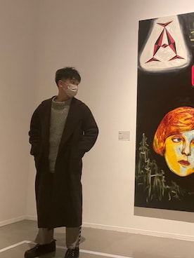 「UNUSED」｜「アイテム（チェスターコート）」を使った、wacwac3さん（メンズ・170cm）の冬コーディネート