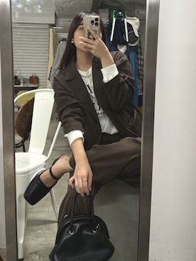 「アイテム（セットアップ、ブラウン系）」を使った、ちぴさん（レディース・158cm）の秋コーディネート