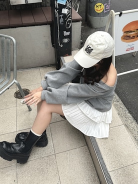 「韓国コーデ」｜「アイテム（スウェット）」を使った、ちぴさん（レディース・158cm）の秋コーディネート