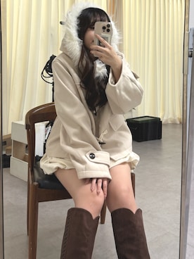 「アイテム（ダッフルコート）」を使った、ちぴさん（レディース・158cm）の秋コーディネート