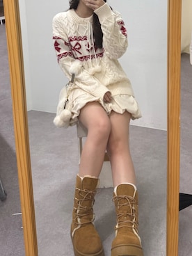 「カウチンセーター」｜ちぴさん（レディース・158cm）の秋コーディネート