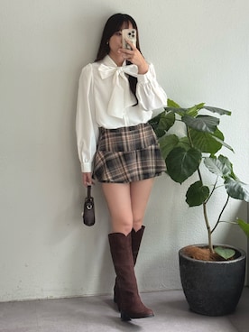 「ロングブーツ」｜ちぴさん（レディース・158cm・20代）の夏コーディネート