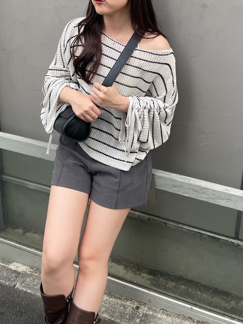 オリーブ色 メッシュ パッチワーク 長袖トップス サイズ2 MESH SWITCHING PATCHWORK LONG SLEEVE-T/メッシュスイッチング